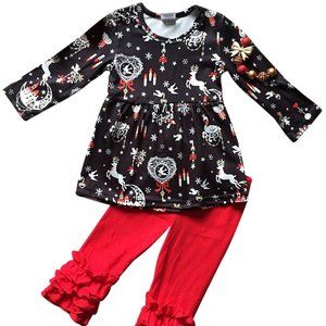 2 Pieces Pants Set toddler girls long sleeve Reindeer Christmas Pants Clothing